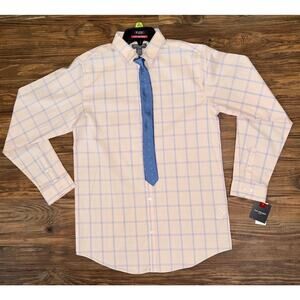 Van Heusen Apricot And Blue Button Up Long Sleeve 18/20